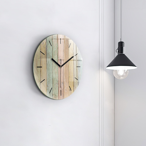 Round glass clock Colorful boards