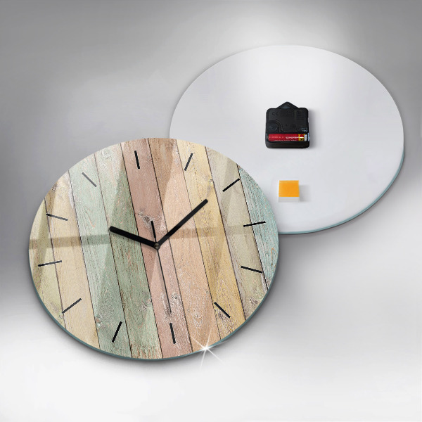 Round glass clock Colorful boards