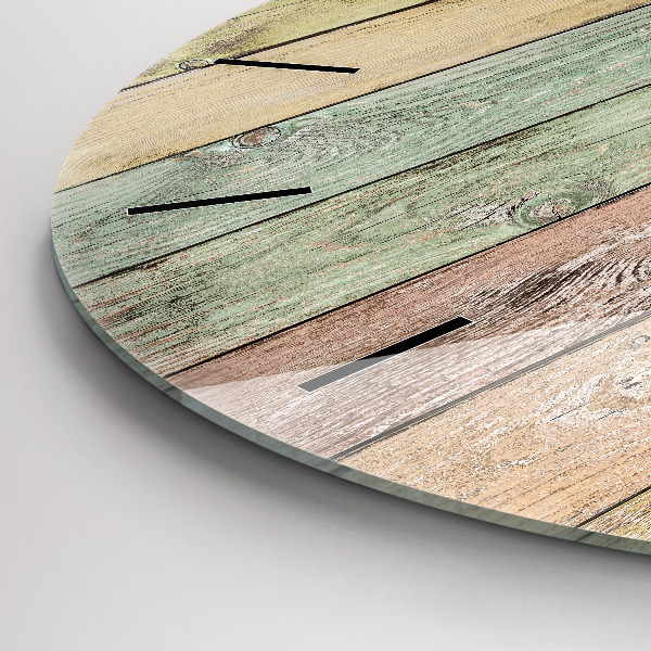 Round glass clock Colorful boards