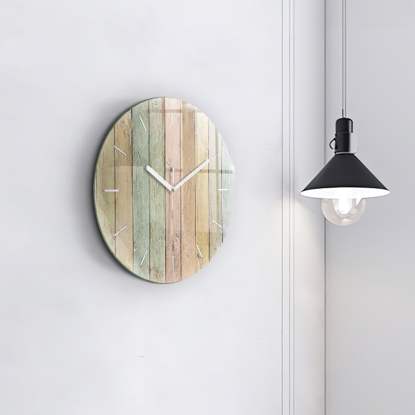 Round glass clock Colorful boards