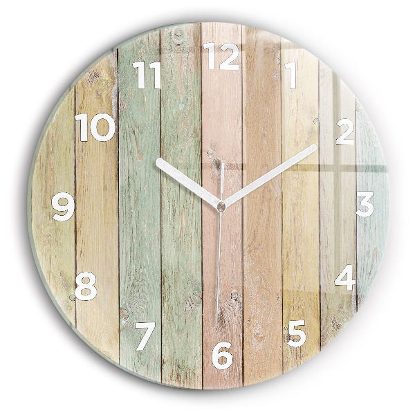 Round glass clock Colorful boards