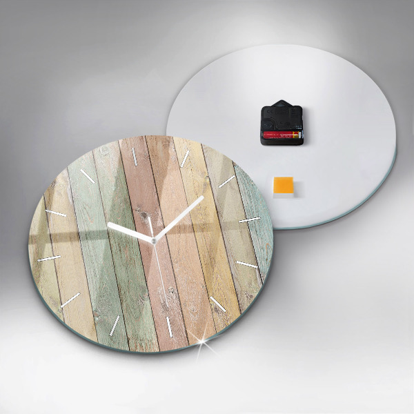 Round glass clock Colorful boards