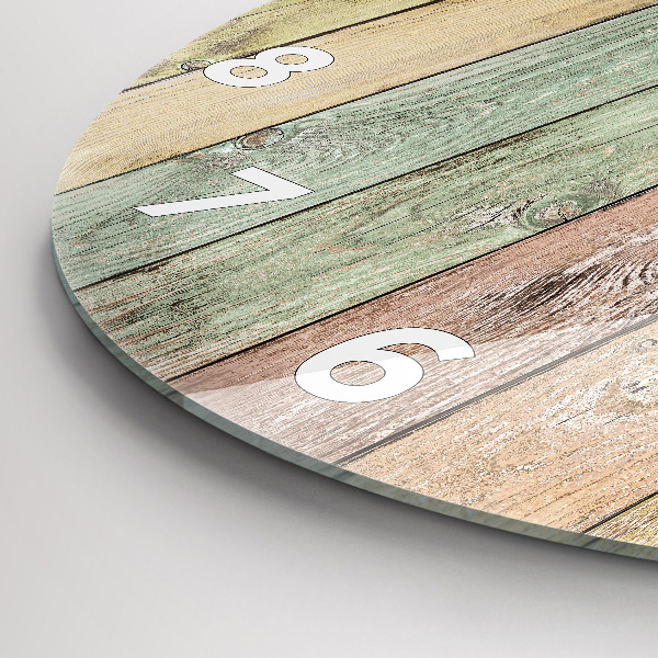 Round glass clock Colorful boards