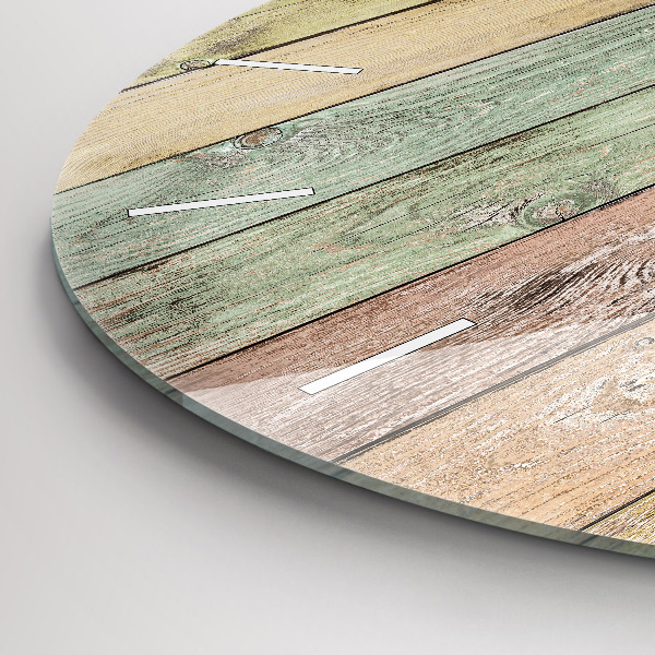 Round glass clock Colorful boards