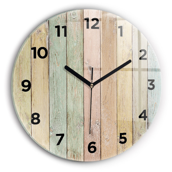 Round glass clock Colorful boards