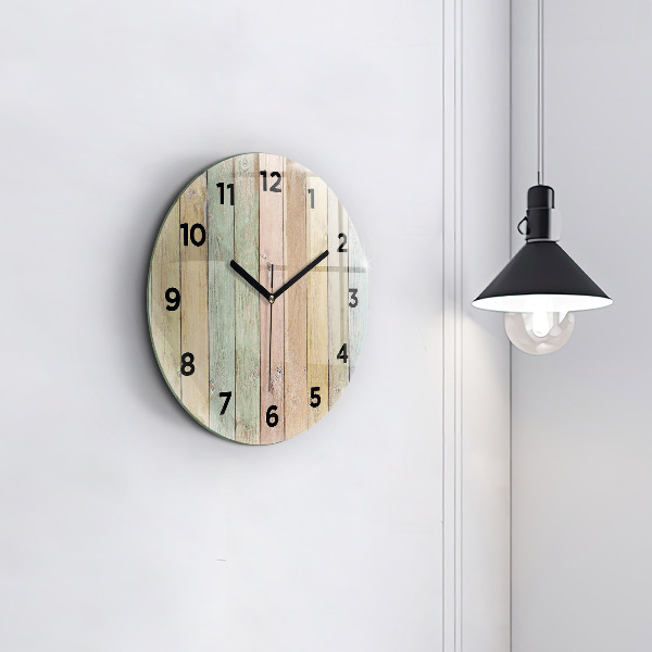 Round glass clock Colorful boards