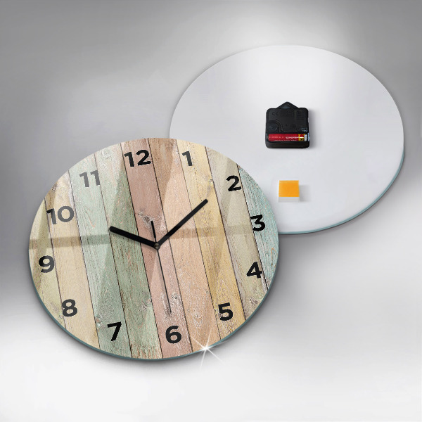 Round glass clock Colorful boards