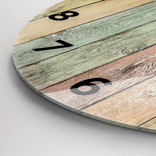 Round glass clock Colorful boards