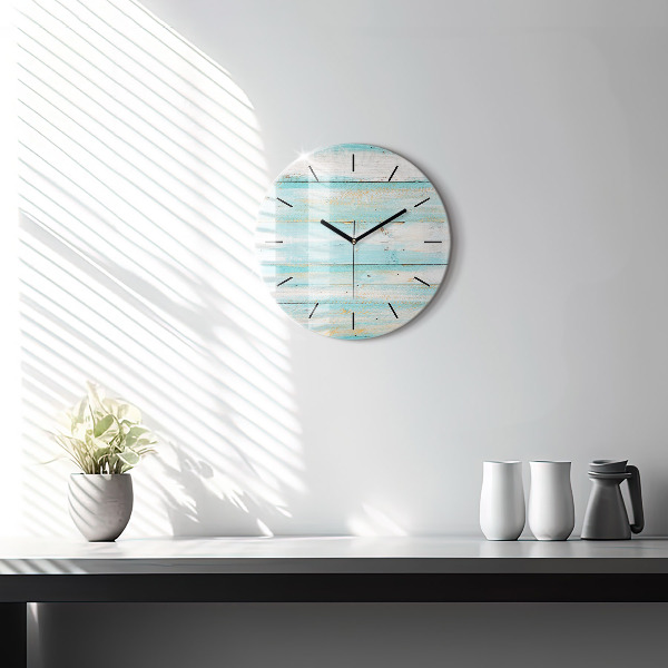 Round glass clock Blue boards