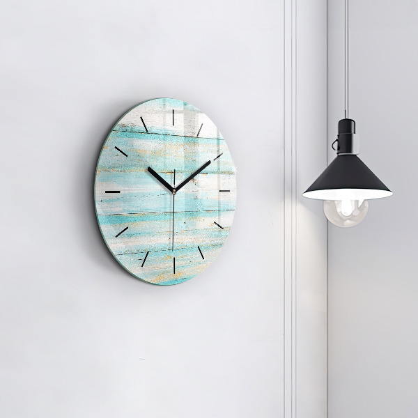 Round glass clock Blue boards