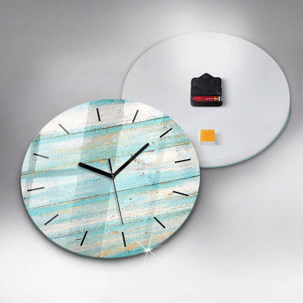 Round glass clock Blue boards