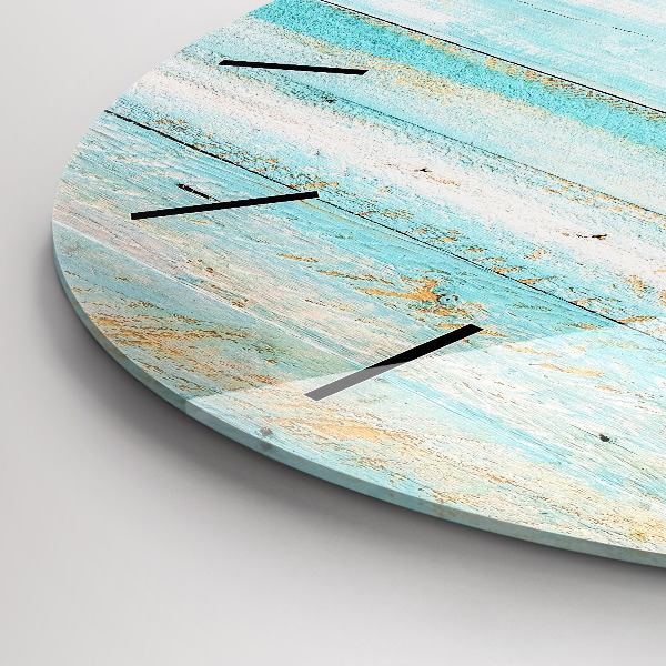 Round glass clock Blue boards