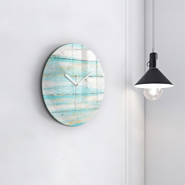 Round glass clock Blue boards