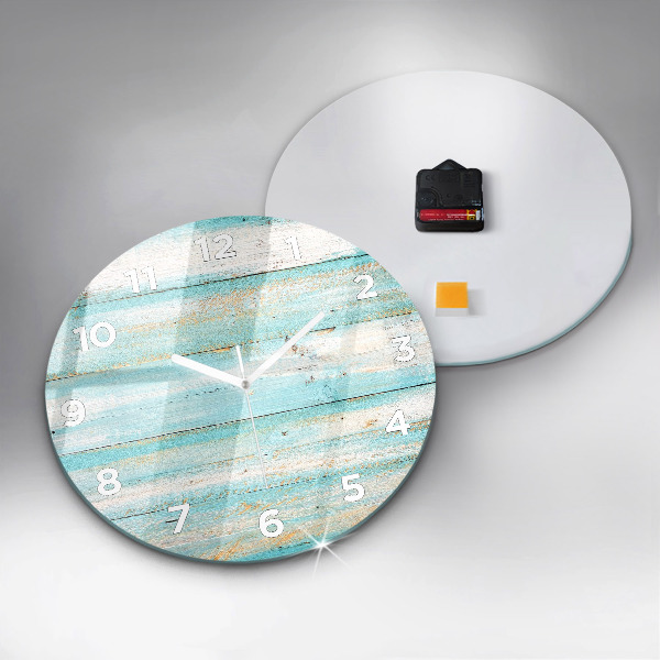 Round glass clock Blue boards