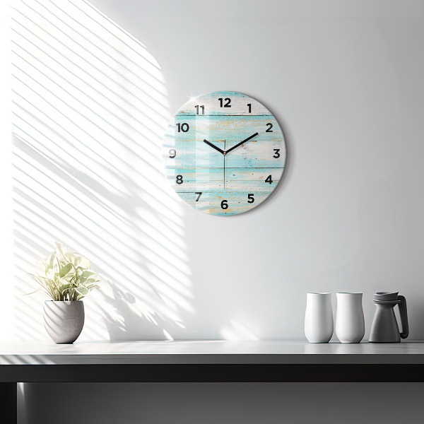 Round glass clock Blue boards
