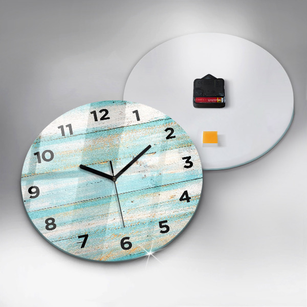 Round glass clock Blue boards