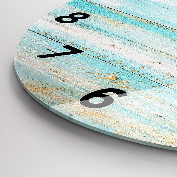 Round glass clock Blue boards