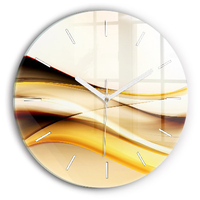 Round glass clock Abstract wave