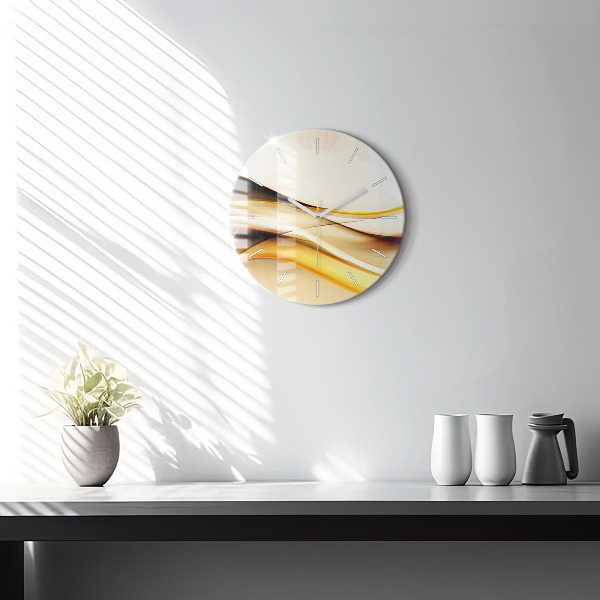 Round glass clock Abstract wave