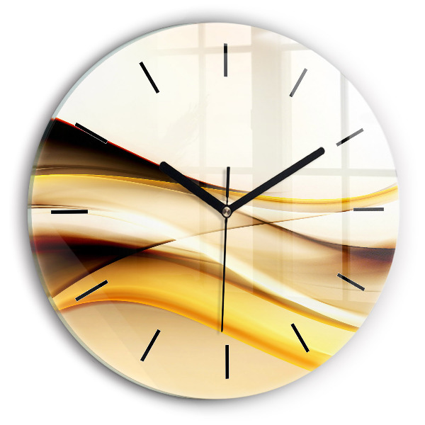 Round glass clock Abstract wave