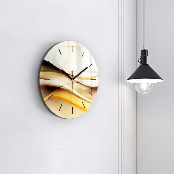 Round glass clock Abstract wave