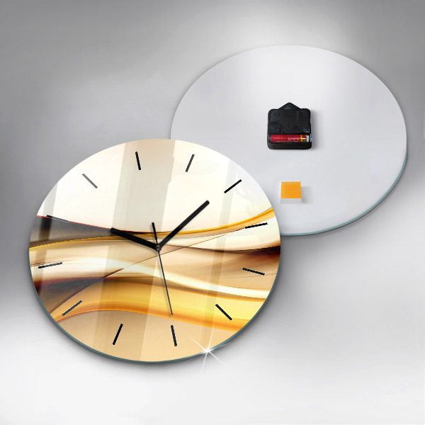Round glass clock Abstract wave