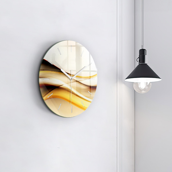 Round glass clock Abstract wave