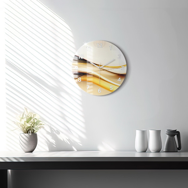 Round glass clock Abstract wave