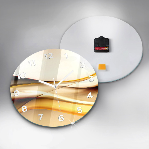 Round glass clock Abstract wave