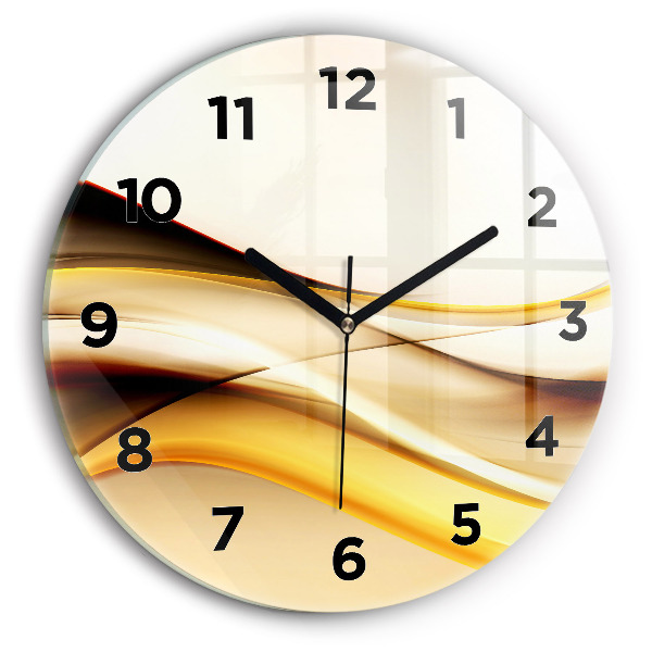 Round glass clock Abstract wave