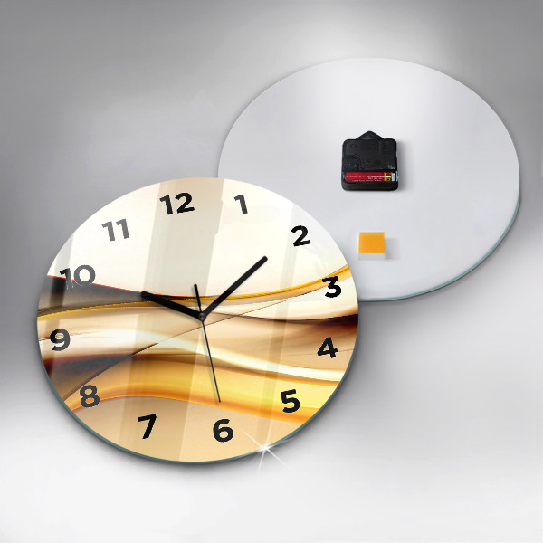 Round glass clock Abstract wave