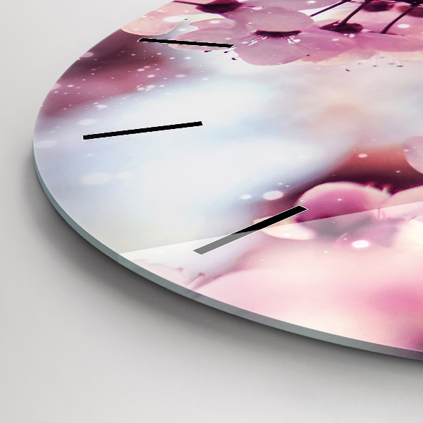 Round glass clock Spring flowers