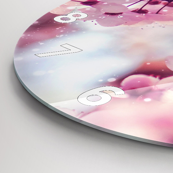 Round glass clock Spring flowers