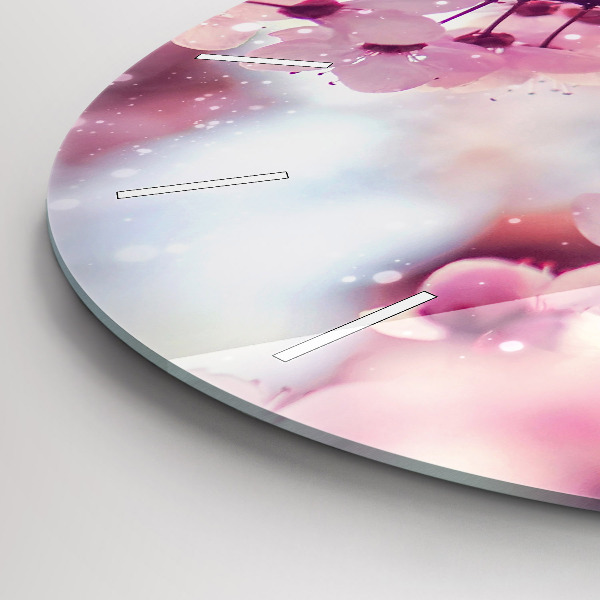 Round glass clock Spring flowers
