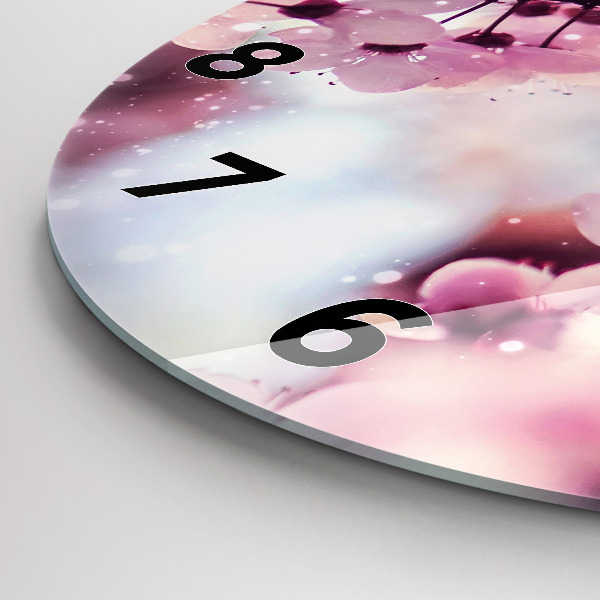 Round glass clock Spring flowers