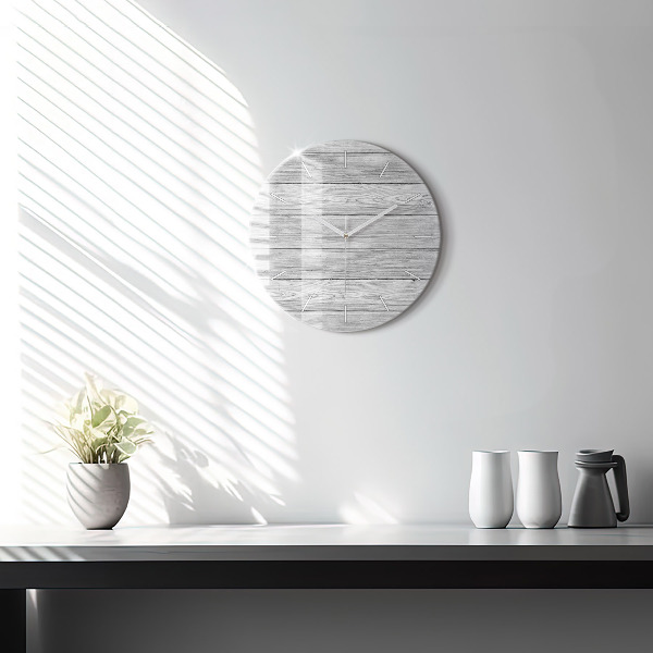 Round glass clock Wooden panels