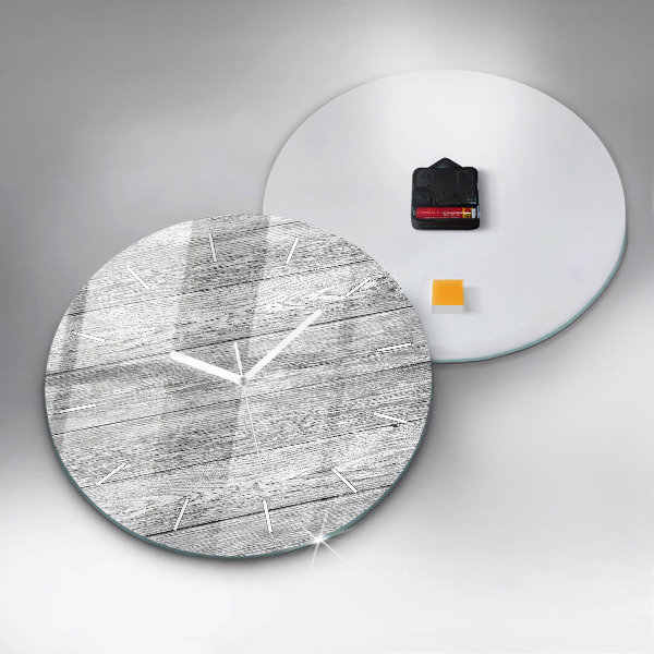 Round glass clock Wooden panels