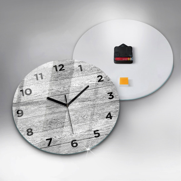 Round glass clock Wooden panels