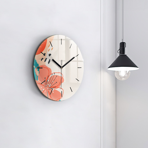 Round glass clock Hawaiian plants