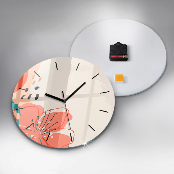 Round glass clock Hawaiian plants