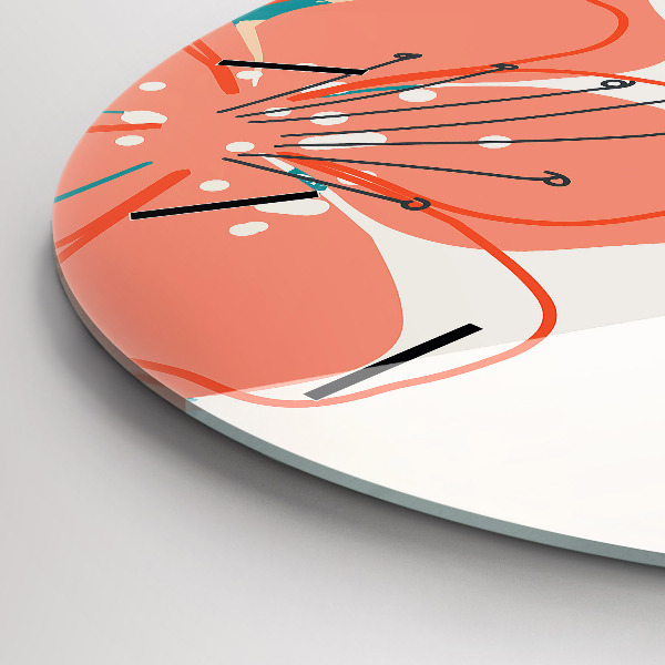 Round glass clock Hawaiian plants
