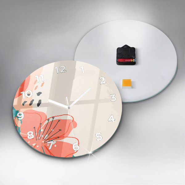 Round glass clock Hawaiian plants