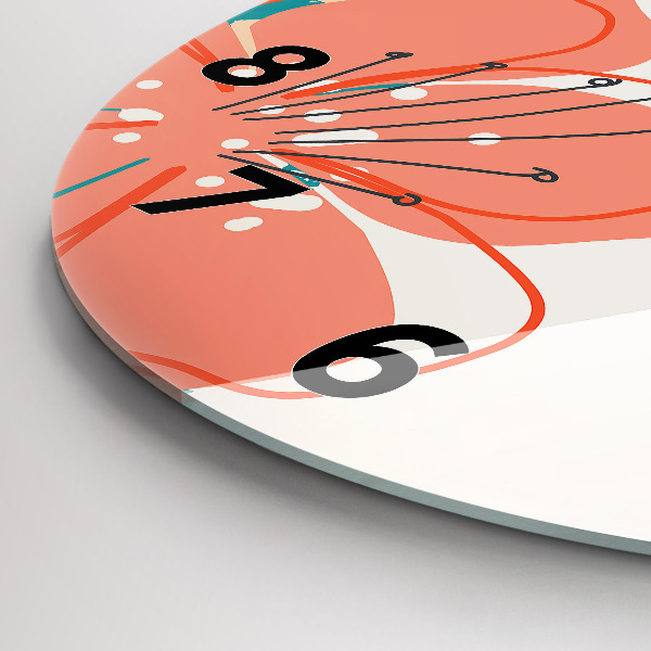 Round glass clock Hawaiian plants