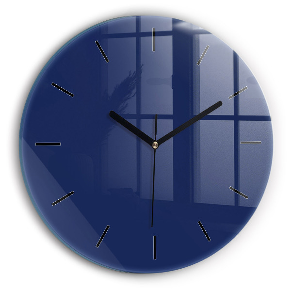 Round glass clock Navy blue color