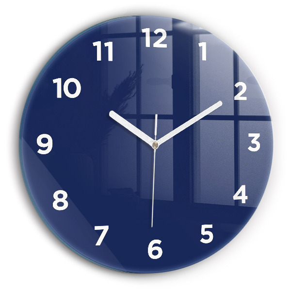 Round glass clock Navy blue color