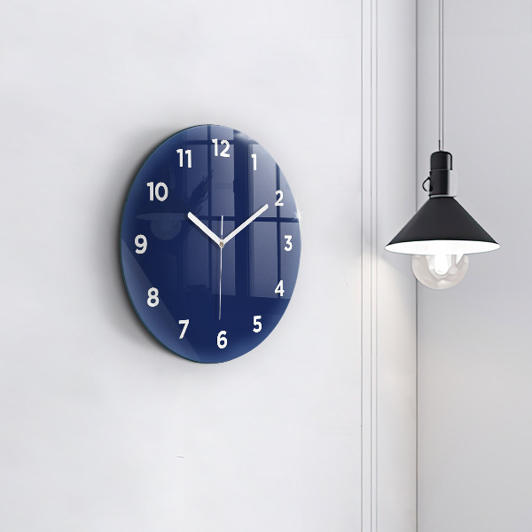 Round glass clock Navy blue color