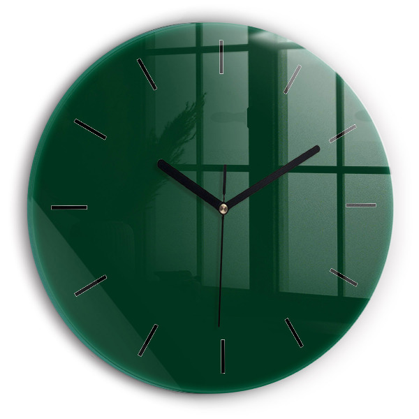 Round glass clock Color bottle green