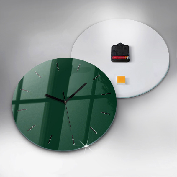 Round glass clock Color bottle green