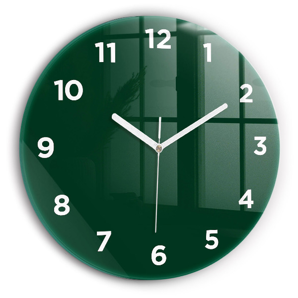 Round glass clock Color bottle green