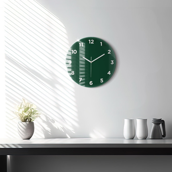Round glass clock Color bottle green